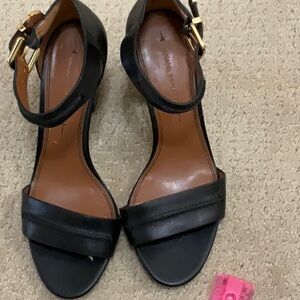 Banana Republic Black Heeled Sandals with Gold Buckle